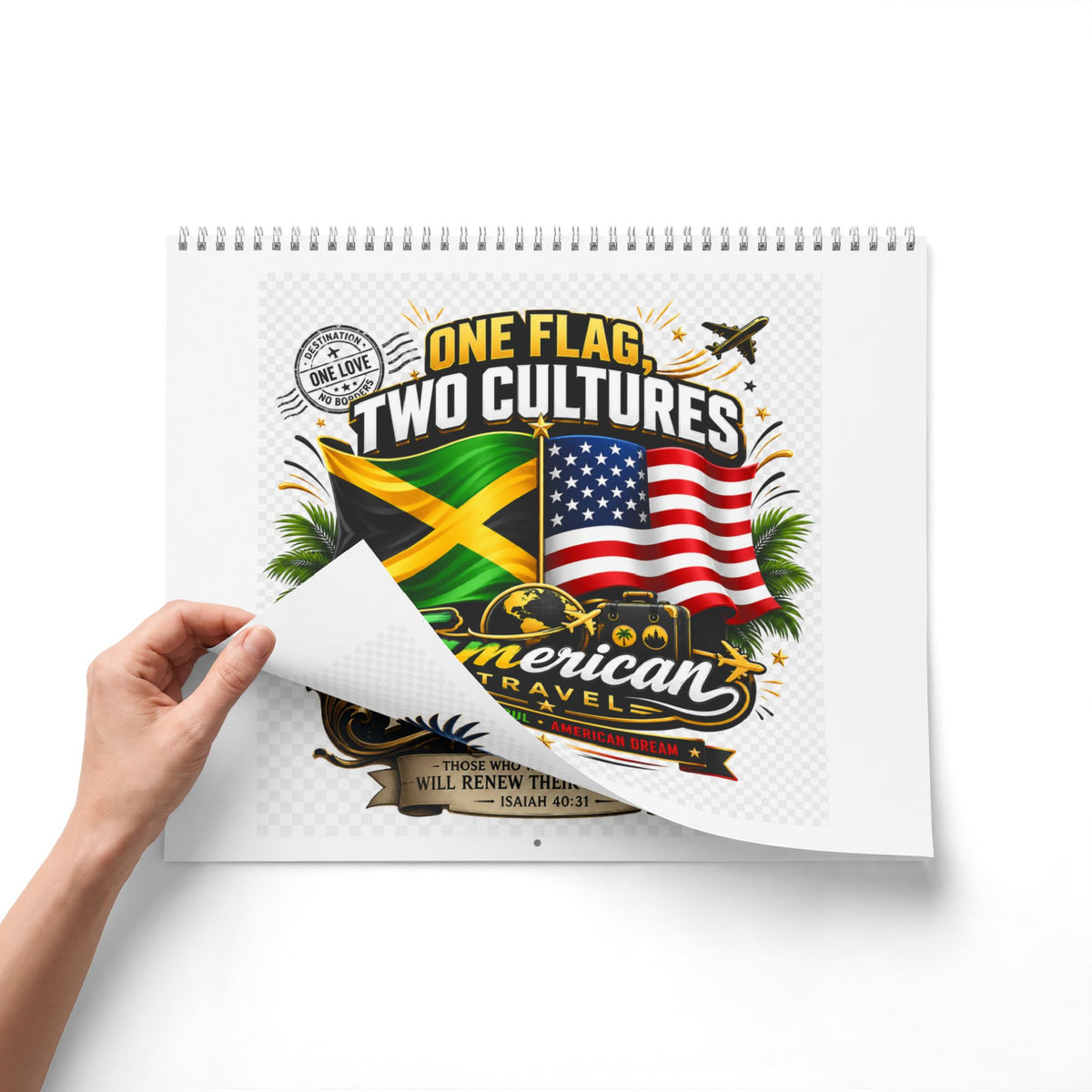 Jamerican Travel Wall Calendar — "One Flag Two Cultures" & Inspirational Designs