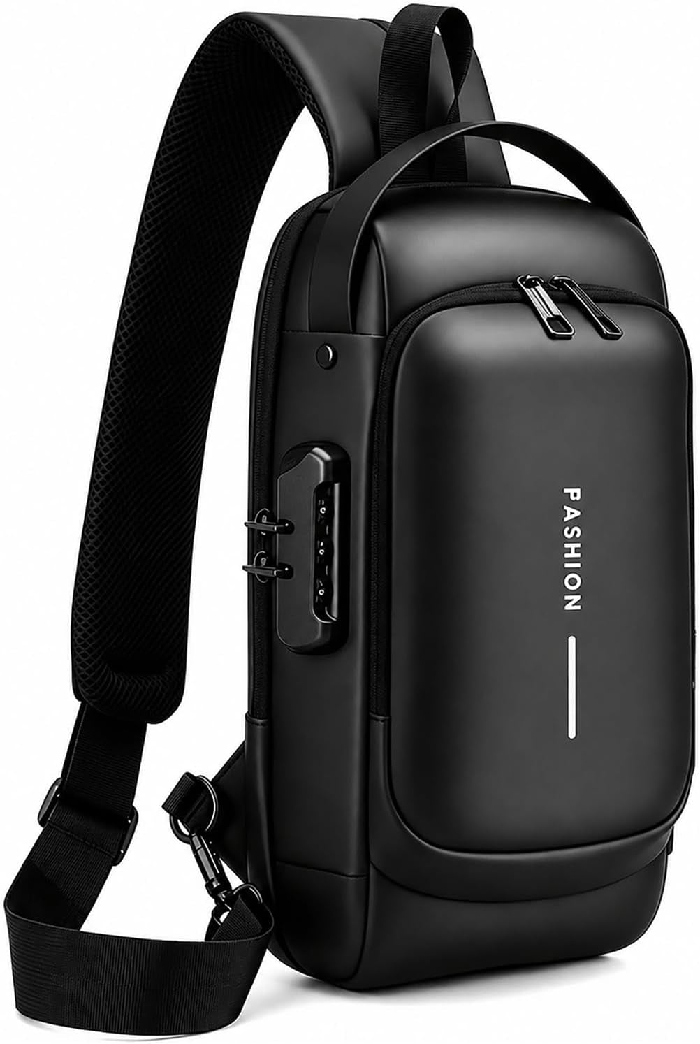 Sling Bag for Men Women, Theft Crossbody Backpack with USB Charging Port, Waterproof Chest Bag with Password Lock