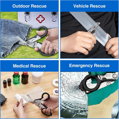 6In1 Multifunctional Trauma Shears Emergency Response Scissors with Seatbelt Cutter Glass Breaker for Outdoor Rescue First Aid