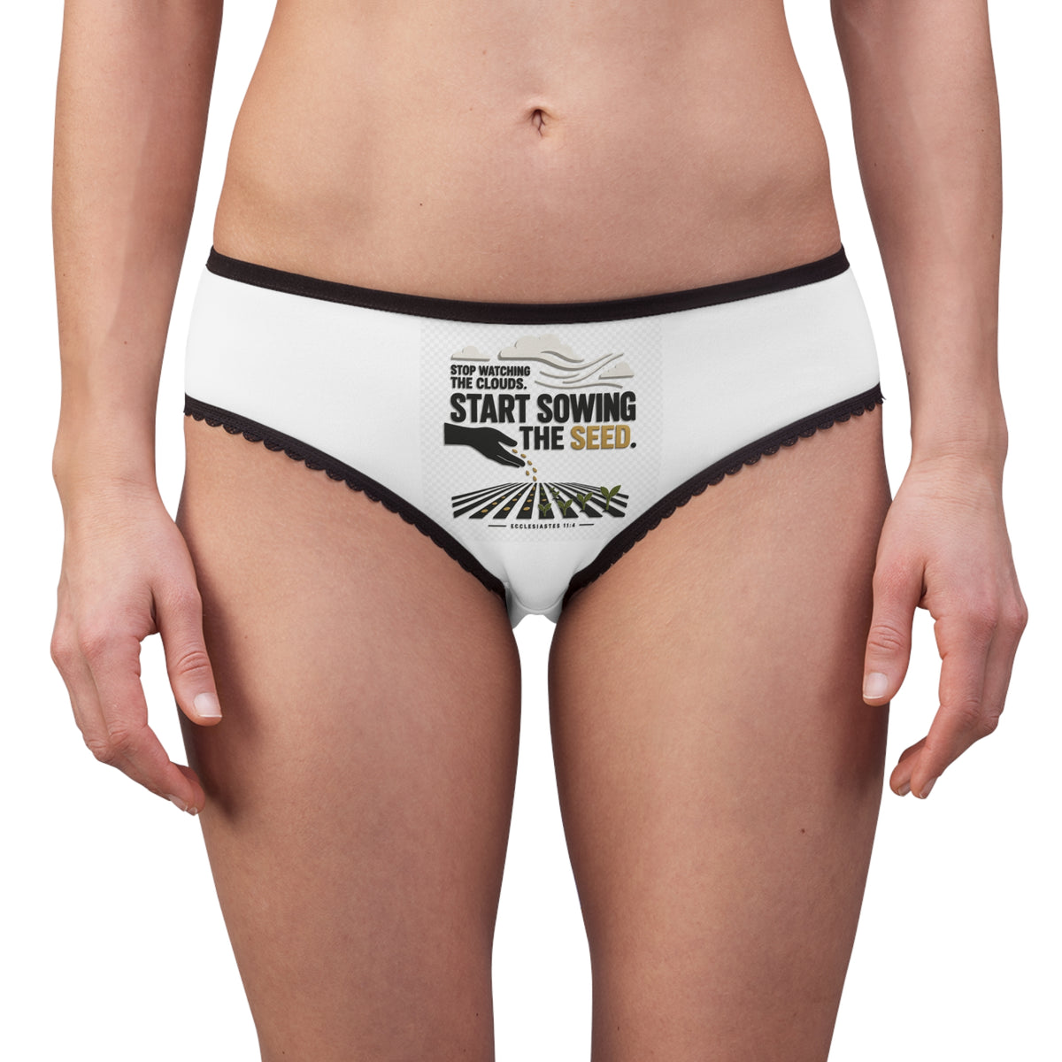 Women's Briefs — 'Ambitiously Quiet' Inspirational Cotton Briefs with Sowing the Seed Design