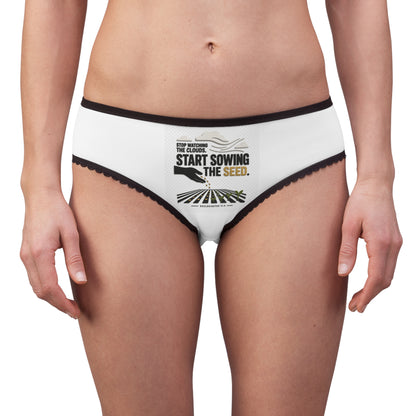 Women's Briefs — 'Ambitiously Quiet' Inspirational Cotton Briefs with Sowing the Seed Design