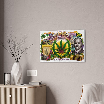 Reggae Herb of Life Canvas Print — Jamaican Rastafarian Cannabis Artwork, 'Bush & Curvns' Decorative Wall Art