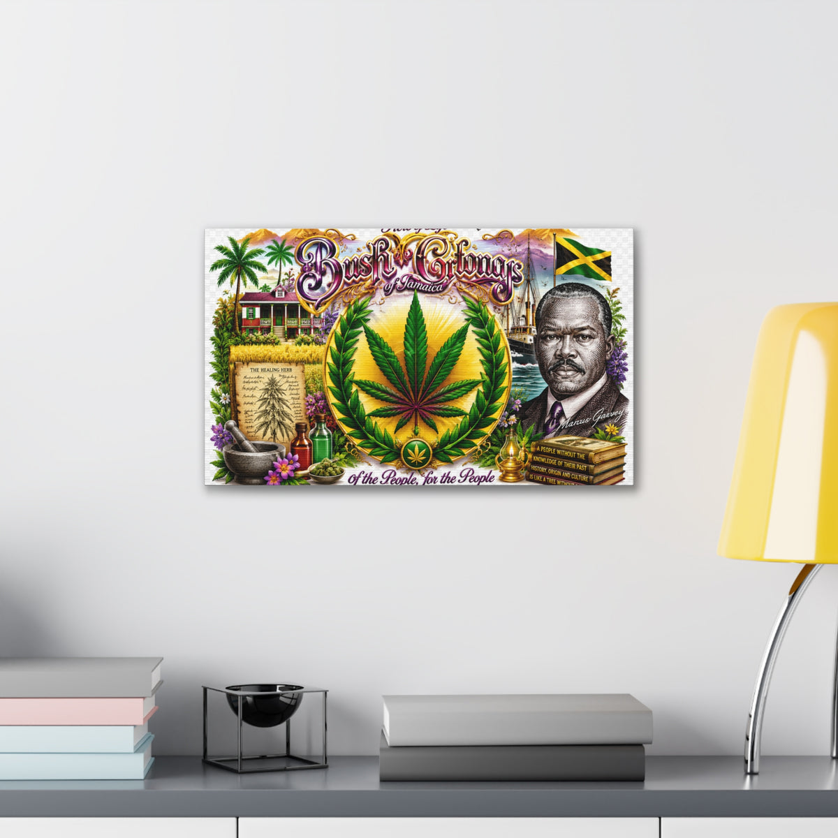 Reggae Herb of Life Canvas Print — Jamaican Rastafarian Cannabis Artwork, 'Bush & Curvns' Decorative Wall Art