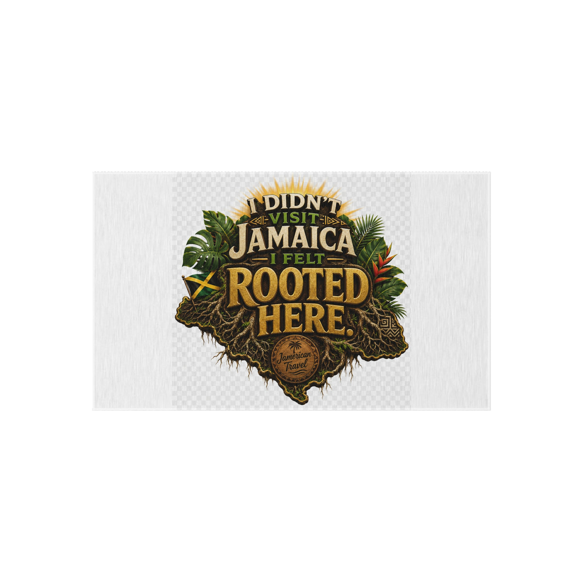 Outdoor Rug — "I Didn’t Visit Jamaica, I Felt Rooted Here" Tropical Welcome Mat