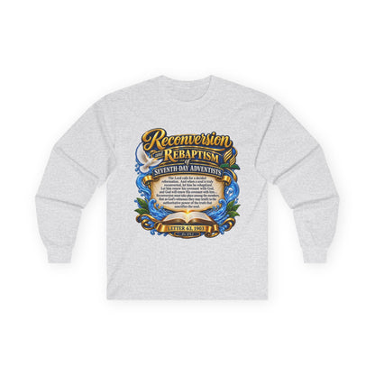 Reconversion Rebaptism Scripture Design Long Sleeve Tee | Christian Faith Shirt