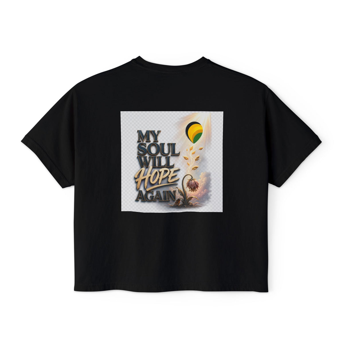 Christian Inspirational Boxy Tee — "Grace Does Not Need Strength" / "My Soul Will Hope Again"