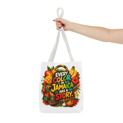 Jamaica Story Tote Bag — "Every Color in Jamaica Has a Story" All-Over Print