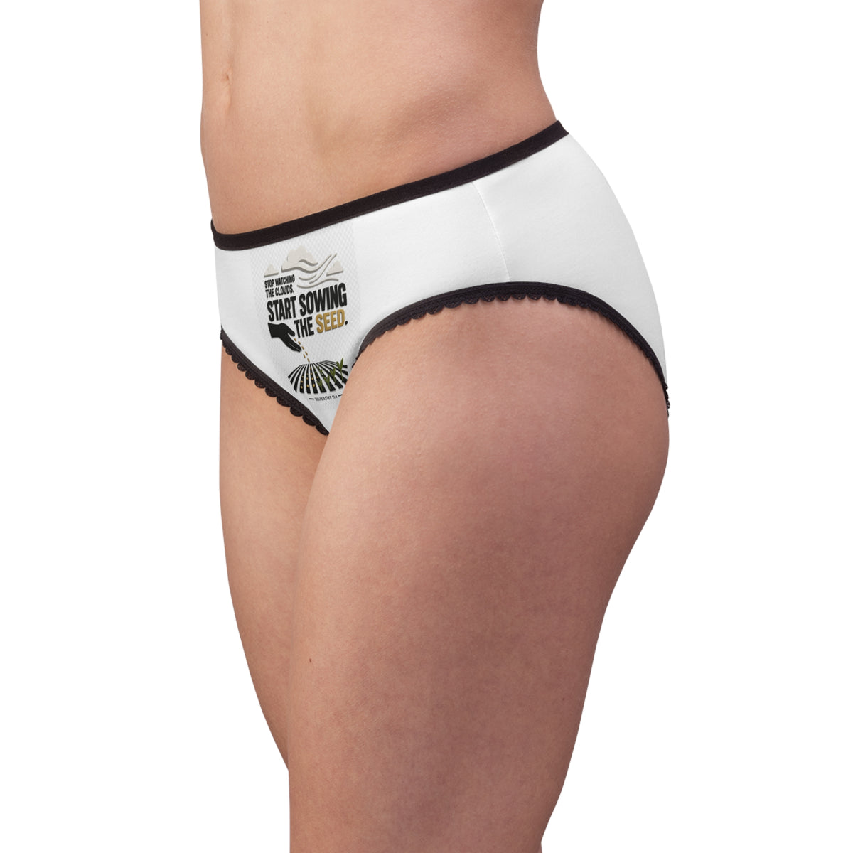 Women's Briefs — 'Ambitiously Quiet' Inspirational Cotton Briefs with Sowing the Seed Design