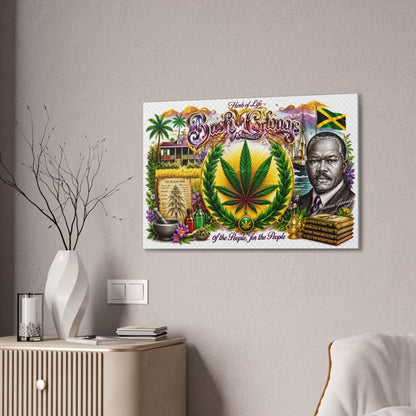 Reggae Herb of Life Canvas Print — Jamaican Rastafarian Cannabis Artwork, 'Bush & Curvns' Decorative Wall Art