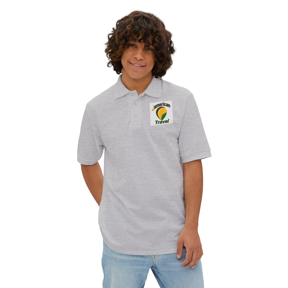 JAmerican Travel Polo — "See the World Through JAmerican Travel Your Eyes" Graphic Polo
