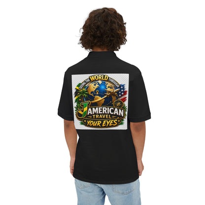 JAmerican Travel Polo — "See the World Through JAmerican Travel Your Eyes" Graphic Polo