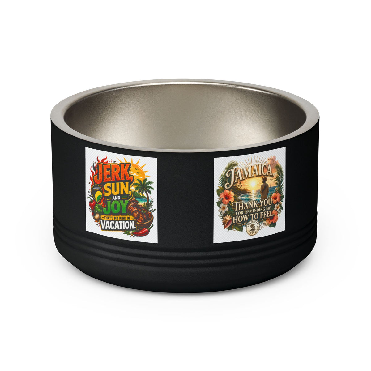 18oz Stainless Pet Bowl — Tropical Jamaica 'Jerk Sun & Joy' Vacation Design
