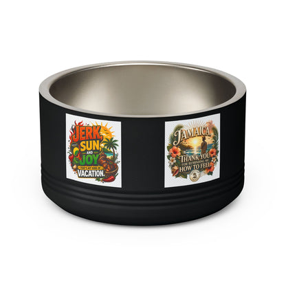 18oz Stainless Pet Bowl — Tropical Jamaica 'Jerk Sun & Joy' Vacation Design