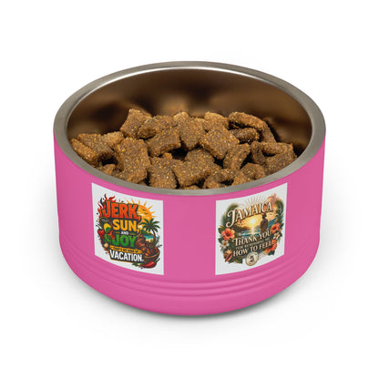 18oz Stainless Pet Bowl — Tropical Jamaica 'Jerk Sun & Joy' Vacation Design