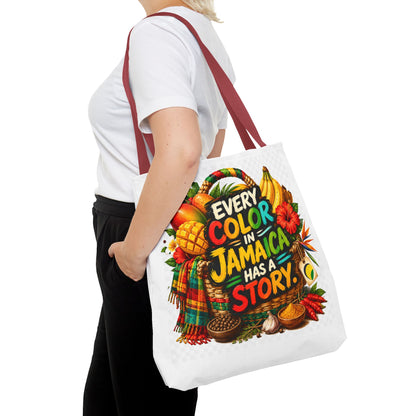 Jamaica Story Tote Bag — "Every Color in Jamaica Has a Story" All-Over Print