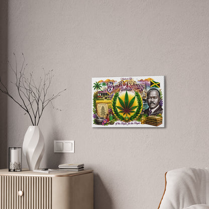 Reggae Herb of Life Canvas Print — Jamaican Rastafarian Cannabis Artwork, 'Bush & Curvns' Decorative Wall Art