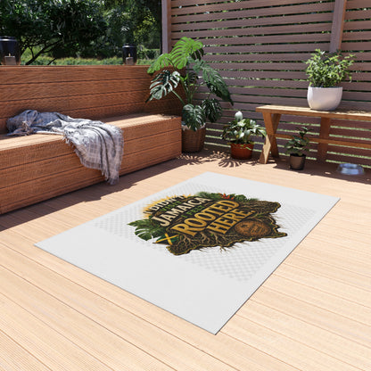 Outdoor Rug — "I Didn’t Visit Jamaica, I Felt Rooted Here" Tropical Welcome Mat