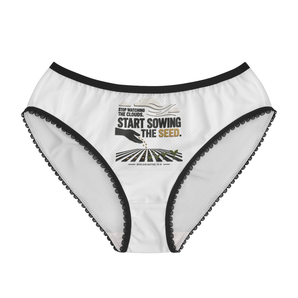 Women's Briefs — 'Ambitiously Quiet' Inspirational Cotton Briefs with Sowing the Seed Design