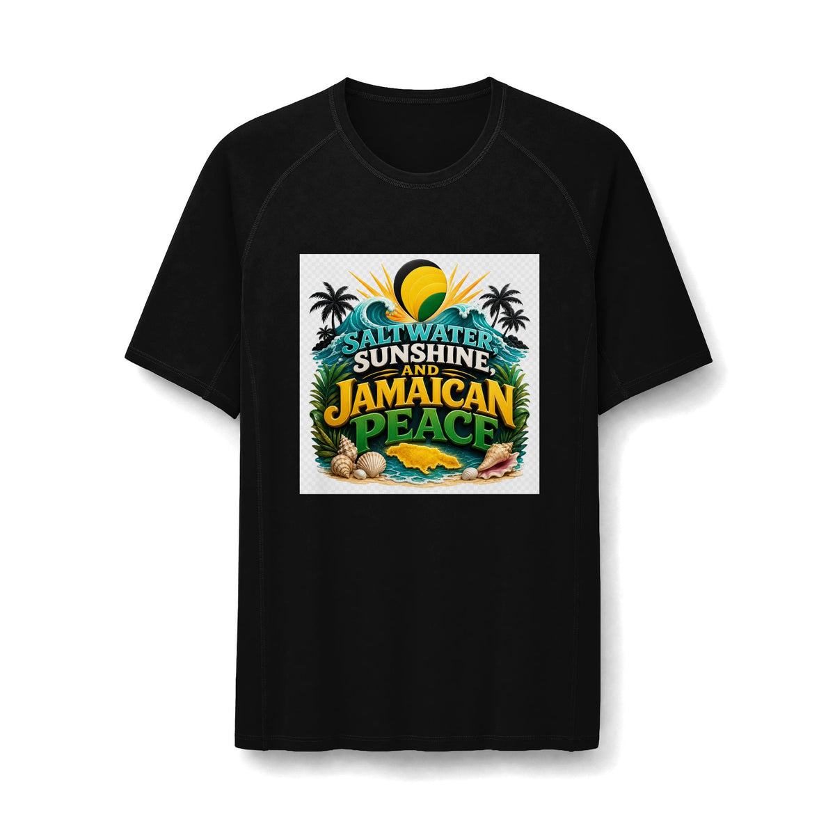 Jamaican Beach Vibes Rashguard Tee — "Saltwater Sunshine and Jamaican Peace"