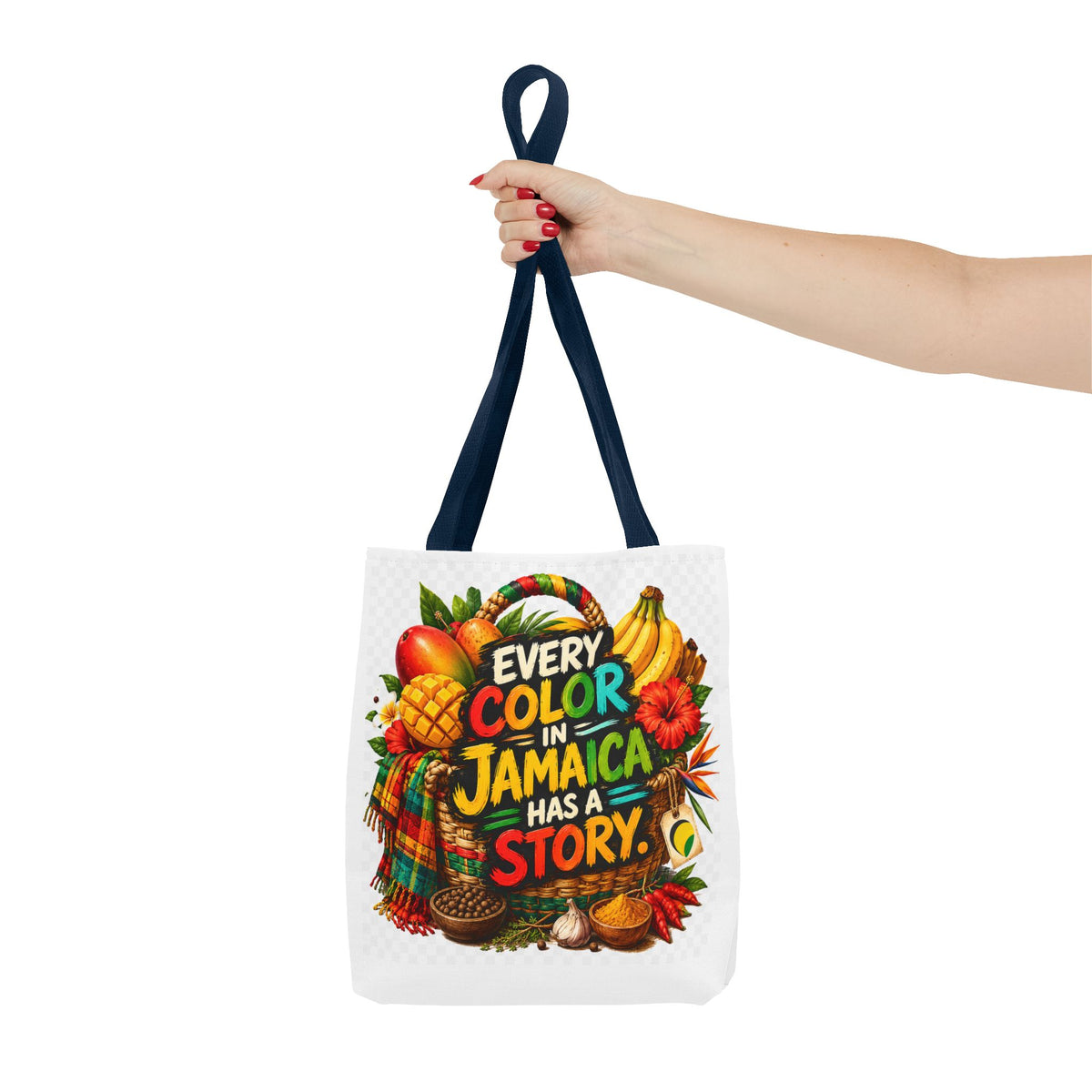 Jamaica Story Tote Bag — "Every Color in Jamaica Has a Story" All-Over Print