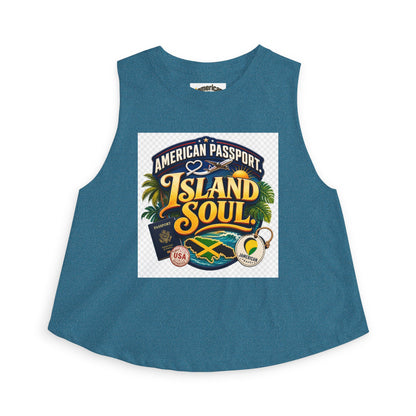 Island Soul Crop Top — American Passport Tropical Travel Graphic