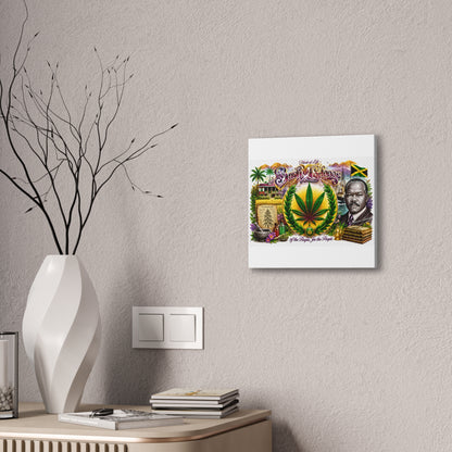 Reggae Herb of Life Canvas Print — Jamaican Rastafarian Cannabis Artwork, 'Bush & Curvns' Decorative Wall Art