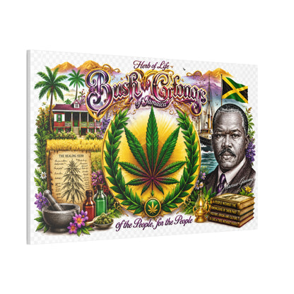 Reggae Herb of Life Canvas Print — Jamaican Rastafarian Cannabis Artwork, 'Bush & Curvns' Decorative Wall Art