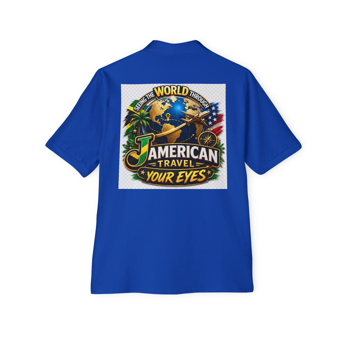 JAmerican Travel Polo — "See the World Through JAmerican Travel Your Eyes" Graphic Polo