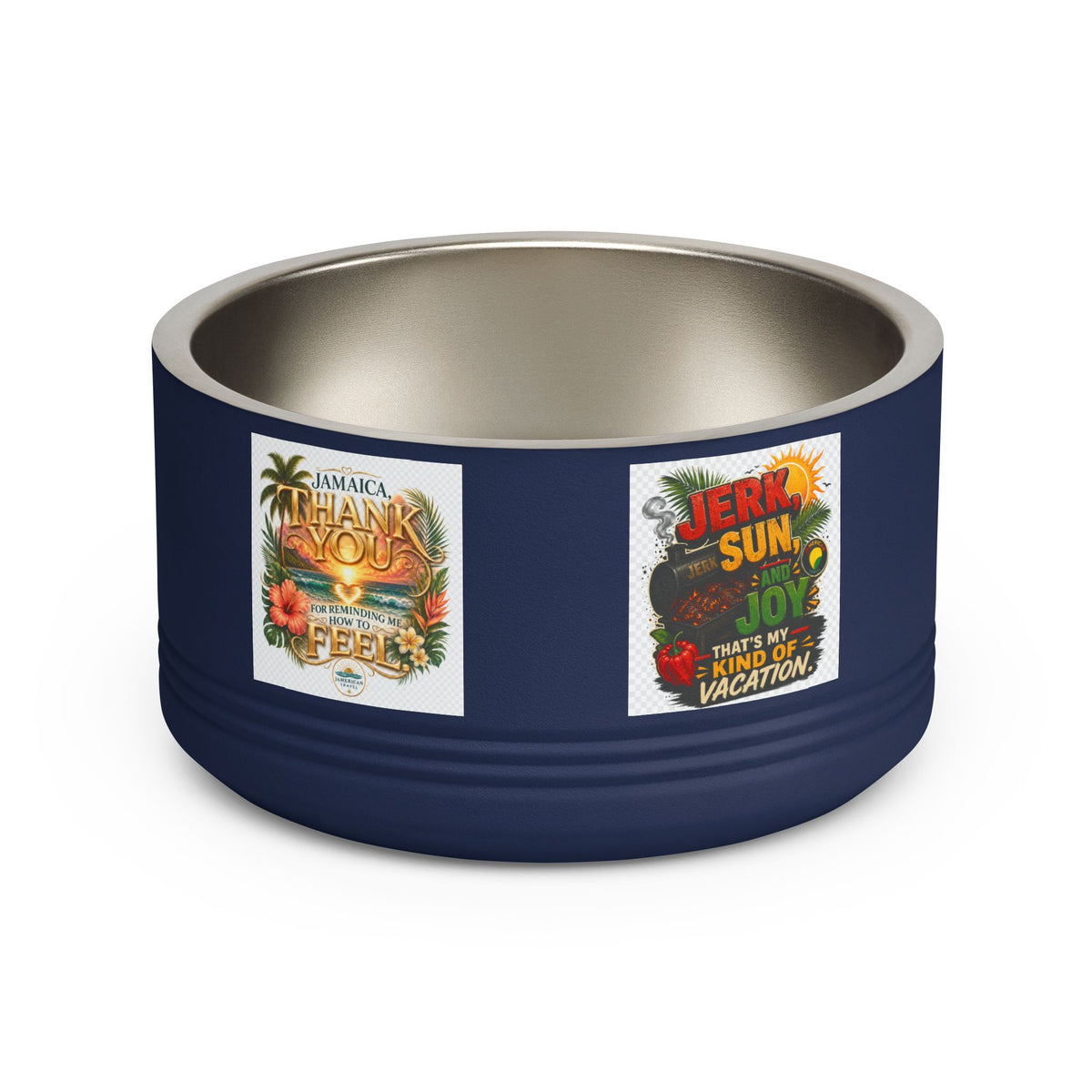 18oz Stainless Pet Bowl — Tropical Jamaica 'Jerk Sun & Joy' Vacation Design