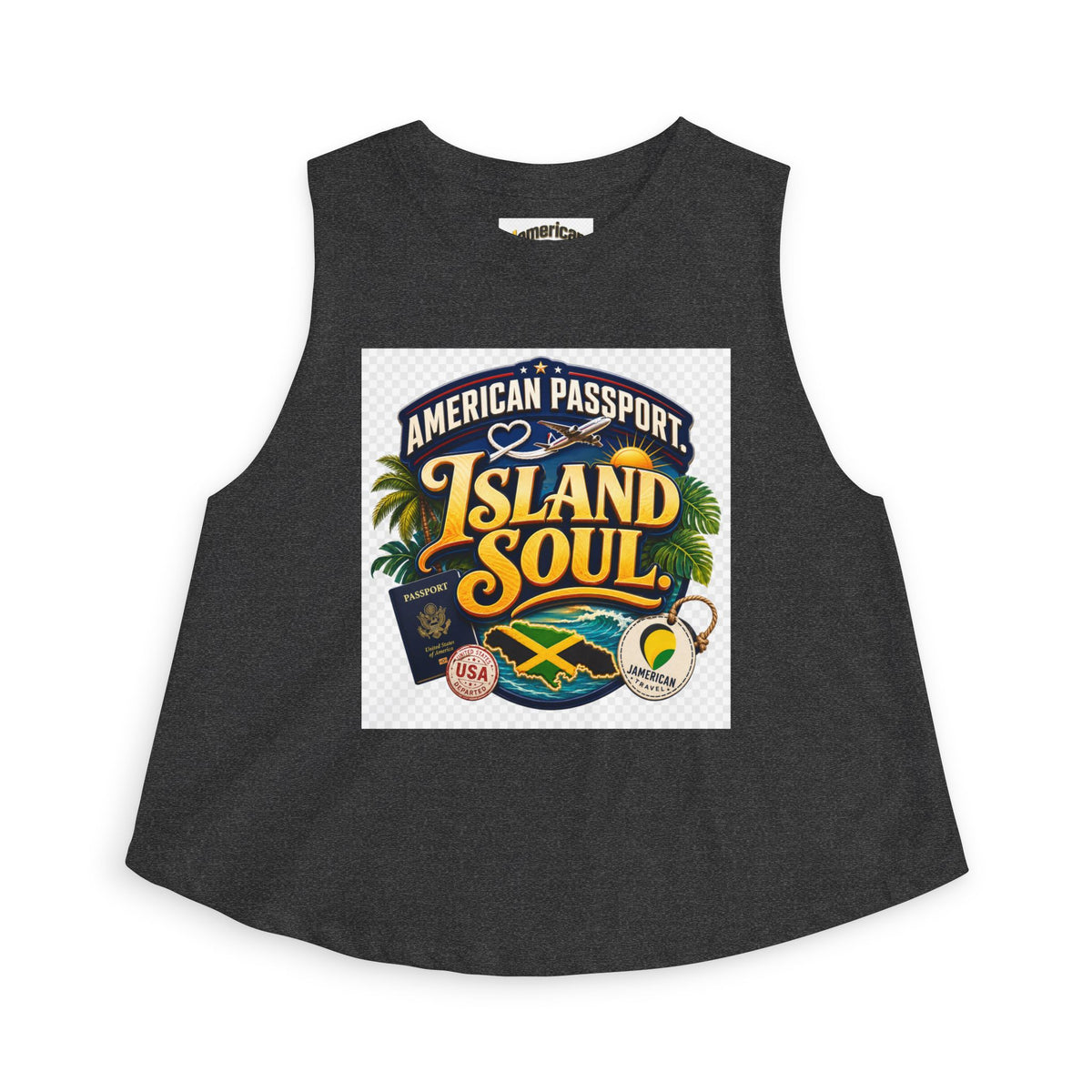 Island Soul Crop Top — American Passport Tropical Travel Graphic