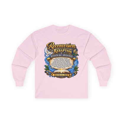 Reconversion Rebaptism Scripture Design Long Sleeve Tee | Christian Faith Shirt