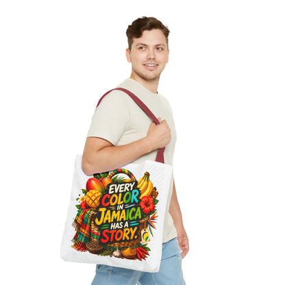 Jamaica Story Tote Bag — "Every Color in Jamaica Has a Story" All-Over Print