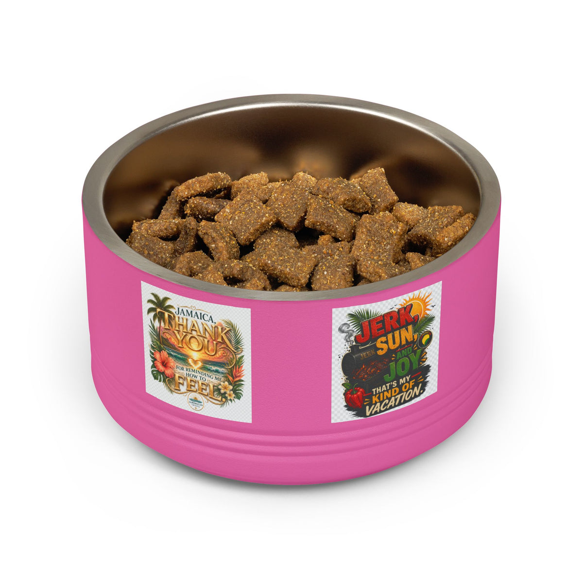 18oz Stainless Pet Bowl — Tropical Jamaica 'Jerk Sun & Joy' Vacation Design