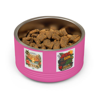 18oz Stainless Pet Bowl — Tropical Jamaica 'Jerk Sun & Joy' Vacation Design