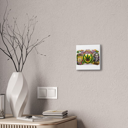 Reggae Herb of Life Canvas Print — Jamaican Rastafarian Cannabis Artwork, 'Bush & Curvns' Decorative Wall Art