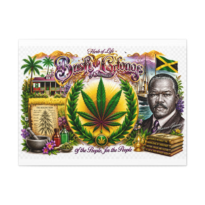 Reggae Herb of Life Canvas Print — Jamaican Rastafarian Cannabis Artwork, 'Bush & Curvns' Decorative Wall Art