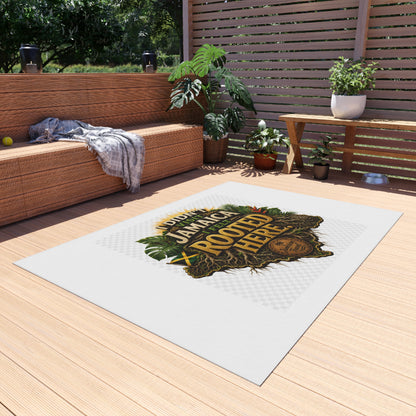 Outdoor Rug — "I Didn’t Visit Jamaica, I Felt Rooted Here" Tropical Welcome Mat