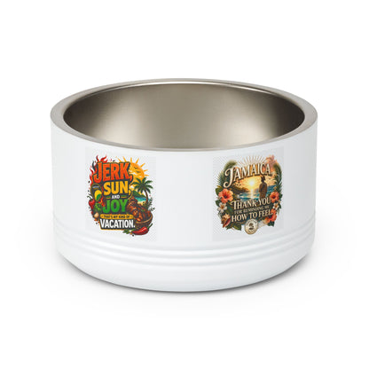18oz Stainless Pet Bowl — Tropical Jamaica 'Jerk Sun & Joy' Vacation Design