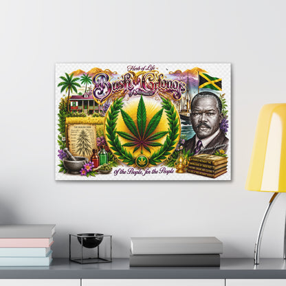 Reggae Herb of Life Canvas Print — Jamaican Rastafarian Cannabis Artwork, 'Bush & Curvns' Decorative Wall Art