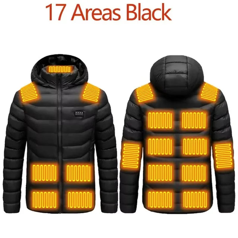 Men Heated down Jacket USB Winter Men'S Parka Outdoor Electric Padded Jacket Warm Sprots Thermal Coat Clothing Heated Jacket