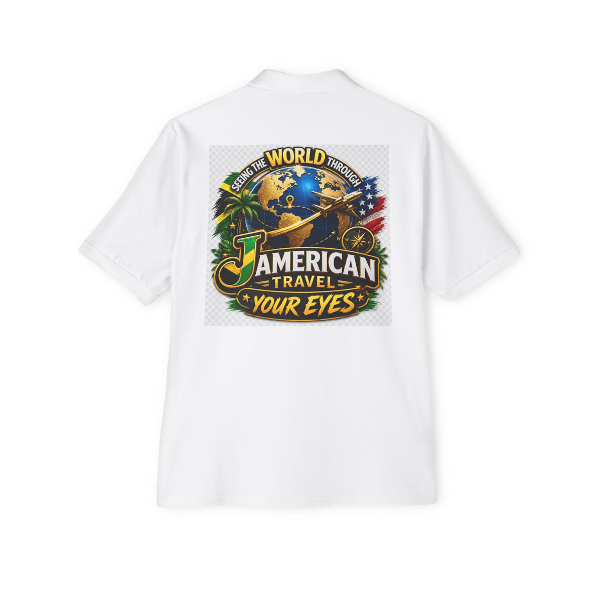 JAmerican Travel Polo — "See the World Through JAmerican Travel Your Eyes" Graphic Polo