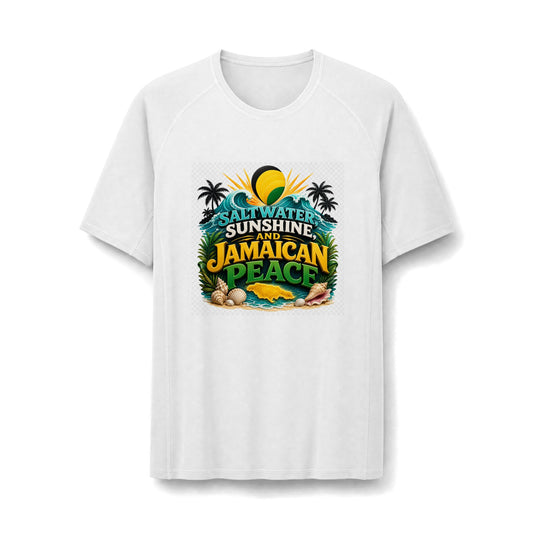 Jamaican Beach Vibes Rashguard Tee — "Saltwater Sunshine and Jamaican Peace"