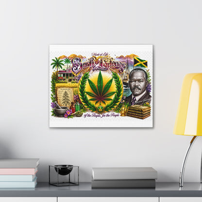 Reggae Herb of Life Canvas Print — Jamaican Rastafarian Cannabis Artwork, 'Bush & Curvns' Decorative Wall Art