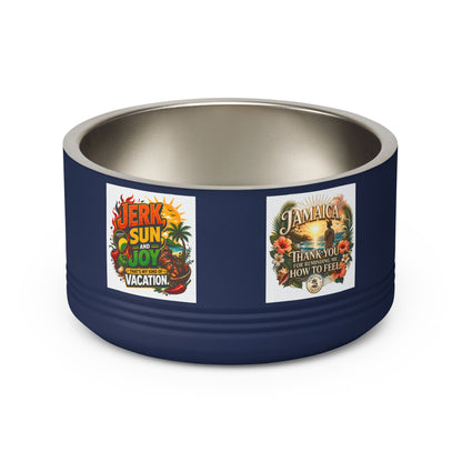 18oz Stainless Pet Bowl — Tropical Jamaica 'Jerk Sun & Joy' Vacation Design