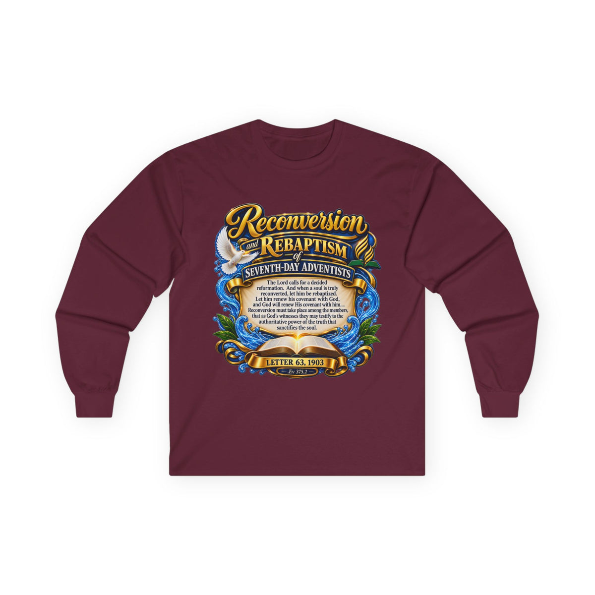 Reconversion Rebaptism Scripture Design Long Sleeve Tee | Christian Faith Shirt