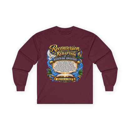 Reconversion Rebaptism Scripture Design Long Sleeve Tee | Christian Faith Shirt