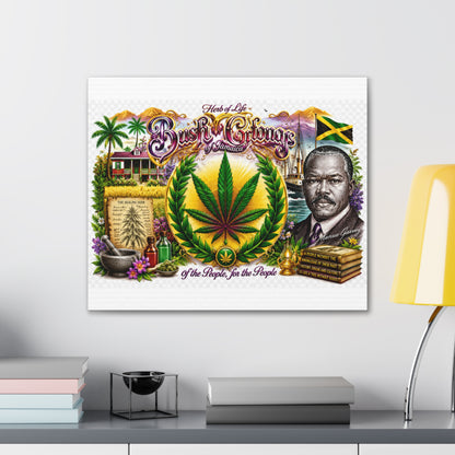 Reggae Herb of Life Canvas Print — Jamaican Rastafarian Cannabis Artwork, 'Bush & Curvns' Decorative Wall Art