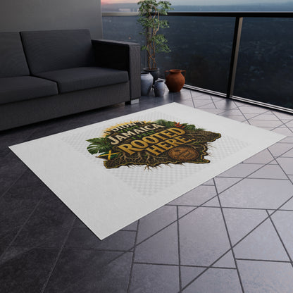 Outdoor Rug — "I Didn’t Visit Jamaica, I Felt Rooted Here" Tropical Welcome Mat