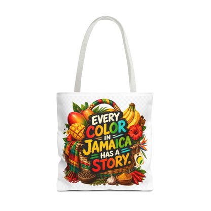 Jamaica Story Tote Bag — "Every Color in Jamaica Has a Story" All-Over Print