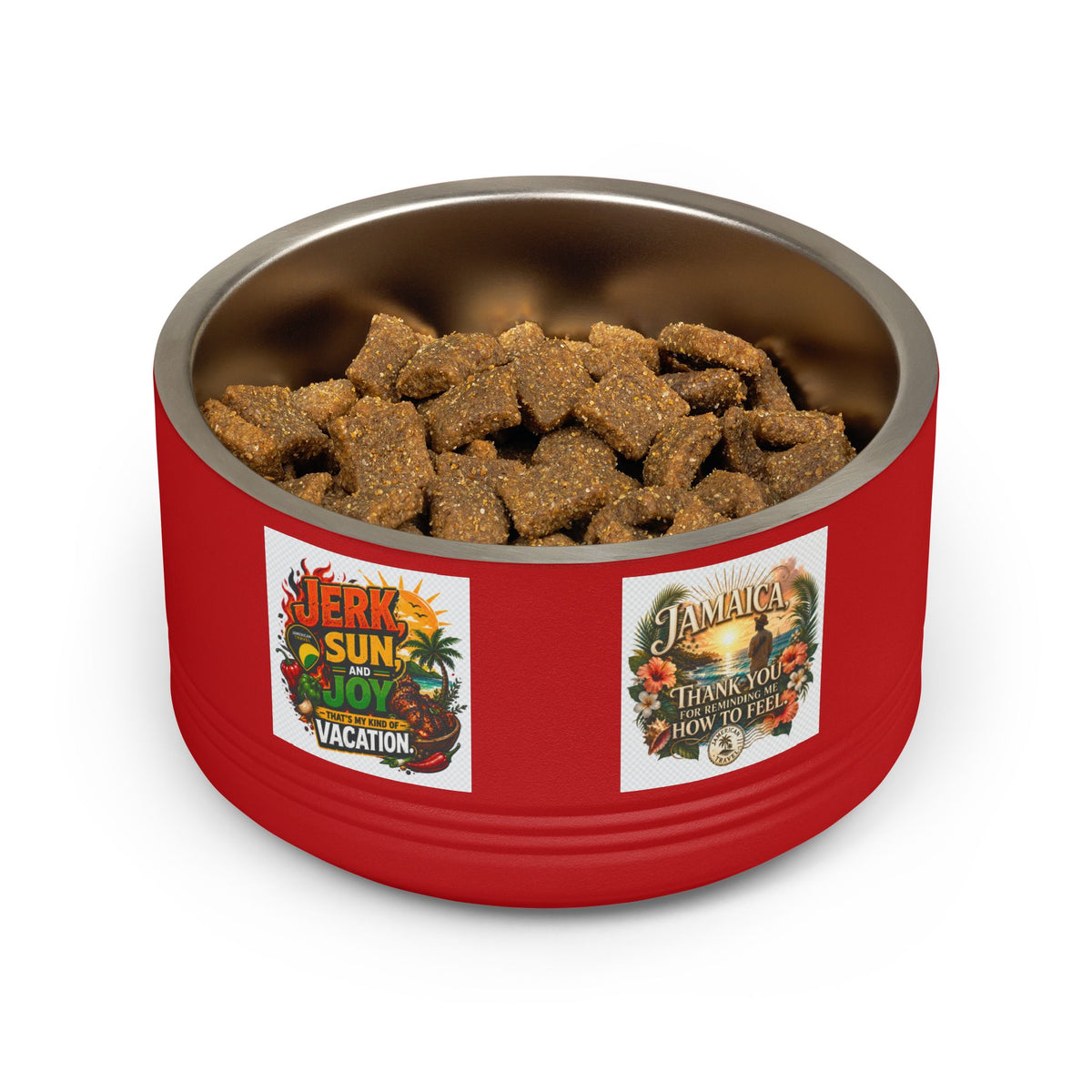 18oz Stainless Pet Bowl — Tropical Jamaica 'Jerk Sun & Joy' Vacation Design